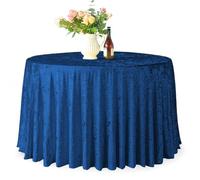 Trimming Shop 90" Round Royal Blue Crushed Velvet Table Cloth, Washable Soft Fabric Glitz Table Cover for Wedding, Banquet, Kitchen, Birthday, Holiday, Dinner Party Decoration, Pack of 10