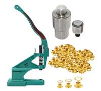 Trimming Shop 900Set Gold Eyelet Grommets with Fixing Dies & The Green Machine Hand Press for DIY Leathercrafts Handbag Belts Jackets Backpack Shoes Clothing Decoration [6mm,10mm, 12mm)