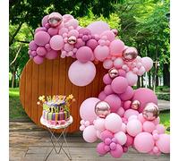 Trimming Shop 97 pcs Pink Metallic Balloon Arch Kit, Latex Balloon Garland Kit Pink Hot Pink Metallic Gold Balloons & Balloon Strip for Birthdays, Baby Showers, Engagements, Weddings, Party Backdrop