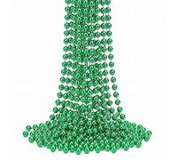 Trimming Shop 9M Metallic Christmas Bead Chain - 7.5mm Green Shiny Pearl Garland for Xmas Tree Hanging Decorations, DIY Crafts, Jewellery Making & Festive Decor, 2pcs