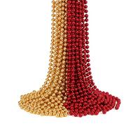 Trimming Shop 9M Red & Gold Christmas Metallic Bead Chain, 7.5mm Pearl Garland for Tree Hanging, Holiday Decor, DIY Crafts, Jewellery, Table Styling, Festive Displays & Events