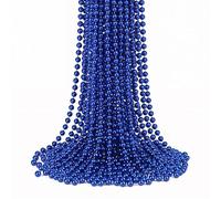 Trimming Shop 9M Royal Blue Christmas Bead Garland - 7.5mm Metallic Pearl Chain for Xmas Tree Decoration, DIY Craft Projects, Jewellery Making, Beaded Tinsel Garland for Party & Festive Decor