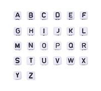 Trimming Shop Acrylic White Letter Beads with Black Alphabet A to Z Cube for Key Chains, Bracelets, DIY Crafts, Kids Educational Toys, 100pcs