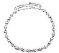 Trimming Shop Adjustable Waist Chain Belt for Women, Girls, Ladies - Bridal Wedding Belt Diamond Rhinestone Design & Stylish Clasp Buckle, Body Chain Belt for Dress, Party, Gown (Silver AB Diamante)