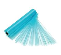 Trimming Shop Aqua Blue Organza Roll Snow Sheer Glitter Fabric - 25m x 29cm - Chair Bows, Table Runners, Dress Accents, Crafting Supplies for Ribbons, Party Favours, Wedding Venue Decoration
