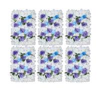 Trimming Shop Artificial Flowers Panels, White, Purple & Sky Blue, 6pcs