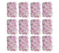Trimming Shop Artificial Flowers Wall Panels DIY Fake Flower Wall Silk Flower Romantic Floral Backdrop for Wedding Birthday Party Home Decoration, 60cm x 40cm, White, Hot Pink & Rose Pink, 12pcs