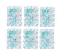 Trimming Shop Artificial Flowers Wall Panels DIY Fake Flower Wall Silk Flower Romantic Floral Backdrop for Wedding, Birthday Party, 60cm x 40cm, Sky Blue, Aqua Blue & White, 6pcs