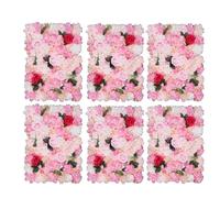 Trimming Shop Artificial Flowers Wall Panels DIY Fake Flower Wall Silk Flower Romantic Floral Backdrop for Wedding Birthday Party Home Decoration, 60cm x 40cm, Rose Pink, Hot Pink with Leaves, 6pcs
