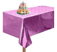 Trimming Shop Baby Pink Foil Tablecloth for Parties, 1 Pack of 54 x 108 Inch Rectangle Table Cloth, Shiny Metallic Waterproof Wipe Clean Disposable Table Cover for Baby Shower, Birthday Party Décor