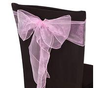 Trimming Shop Baby Pink Organza Sashes Chair Cover Assorted Colour Fuller Bow Ribbon for Wedding, Banquet, Birthday, Event Decoration, 17cm x 280cm, 50pcs