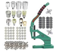 Trimming Shop Bag Makers Kit - The Green Machine Hand Press, Tubular Rivets, Magnetic Snaps, S-Spring Press Studs, Buttons & Die Sets for DIY Leathercraft & Purse Making [Silver]
