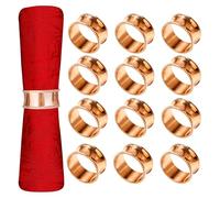 Trimming Shop Beaded Rim Napkin Rings, Serviette Holders, Hammered Design Metal Napkin Buckles for Wedding, Christmas Dinners, Table Décor, Reusable Accessories, Rose Gold - Pack of 12
