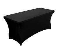 Trimming Shop Black 72 Inch Rectangular Spandex Tablecloth - 1pc | 6FT Stretch Banquet Table Cover, Wrinkle Free Elastic Table Linen for Weddings, Trade Shows, Catering Buffets & DJ Booths