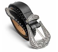 Trimming Shop Black Belt PU Leather Strap with Gunmetal Buckle, 35" - 41"