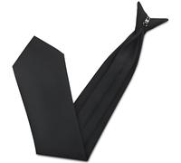 Trimming Shop Black Clip-on Tie for Men's Polyester Solid Pre-tied Adjustable Black Clip-On Tie Washable Neck Strap Tie For Formal Wear, Weddings, Funeral, Prom Party & Celebration