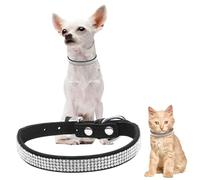 Trimming Shop Black Diamante Dog Collar Soft PU Leather 4 Row Bling Sparkling Rhinestone Collar for Small Dogs & Cats | Perfect Decorative Pet Accessory for Wedding Show Birthday Party (Small - 32cm)