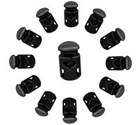 Trimming Shop Black Drawstring Stopper Cord Locks with Single Hole Button Lace Toggle and Wide Push Buttons For Bags, Paracord, Jackets, Luggage, 10pcs