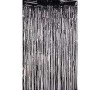 Trimming Shop Black Foil Fringe Curtain 1m x 3m Metallic Tinsel Backdrop Steamers for Birthday Party Decoration Wedding, Christmas, New Year, Baby Shower, Halloween Photo Backdrop, 1 Pack