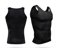 Trimming Shop Black Men’s Slimming Vest - Body Shaper Compression Tank Top for Belly, Chest & Waist - Tummy Control Shapewear Vest for Men, Abdomen Slimmer, UK Sizes - XXL