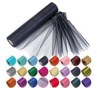 Trimming Shop Black Organza Roll Snow Sheer Glitter Fabric 25m x 29cm