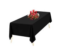 Trimming Shop Black Rectangle Polyester Tablecloth, 70" x 144" Premium Linen Table Cover, Washable Fabric Table Cloth for Dining Table, Banquet, Wedding, Christmas, Birthday, Parties, 1pc