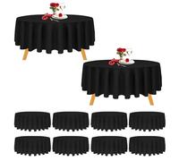 Trimming Shop Black Round Polyester Tablecloth, 90 inch Premium Circular Linen Table Cover, Washable Fabric Table Cloth for Dining, Banquet, Wedding, Christmas, Birthday, Parties, 10pcs