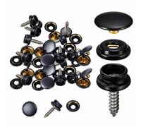 Trimming Shop Black Screw Press Studs - 15mm, 3 Part Snap Fasteners, 20pcs