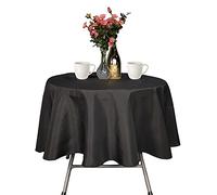 Trimming Shop Black Table Cloth - 120 Inch Polyester Round Tablecloth, Washable, Wrinkle Resistant Table Cover for Dining, Buffet Parties, Picnic, Wedding, Banquet, Birthday Party, Pack of 1