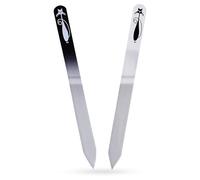 Trimming Shop Black & White Glass Nail File Set - Crystal Double-Sided Etched Files (5.5″ & 7.5″) for Natural, Gel & Acrylic Nails - Professional Manicure & Pedicure Tools