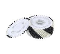 Trimming Shop Black & White Round Pearl Head Quilting Pins, Pack of 10
