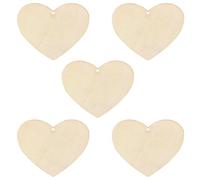 Trimming Shop Blank Heart Shaped Wooden Cutouts | Unfinished Heart Embellishments with Holes | Ideal for DIY Crafts, Weddings, Birthdays and Valentine’s Day Decorations | Pack of 5