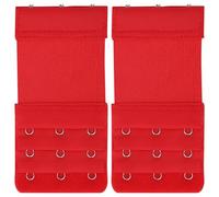 Trimming Shop Bra Extender 3 Hook 3 Rows, 56mm Wide, Soft & Comfortable Women's Adjustable Bra Strap Extensions, Elastic Bra Extender for Maternity, Breastfeeding, Daily Use, 2 Pieces Set, Red