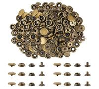 Trimming Shop Brass Press Studs 4 Part No Sew Metal Buttons, Snap Fasteners for Jackets, Jeans, Leather Craft, Straps and Sewing Projects, Clothing Repair, 17mm, Bronze, 20pcs
