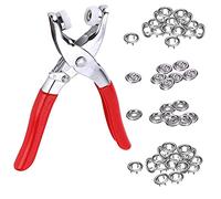 Trimming Shop Brass Silver Snap Poppers Fasteners Prong Ring Press Studs with Fixing Plier Tool for Babygrows, Bibs, Custom Clothing or DIY Craft Projects (11mm, 100pcs)