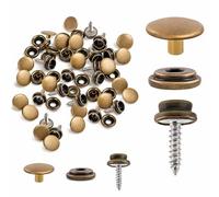 Trimming Shop Bronze Screw Press Studs - 15mm, 3 Part Snap Fasteners, 20pcs