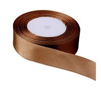 Trimming Shop Brown Ribbon Roll - 20mm x 25 Metres - Double Sided Satin Brightly Coloured - 100% Polyester - for Gift Wrapping, Decorating, Arts and Craft - Machine Washable