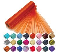 Trimming Shop Burnt Orange Snow Sheer Organza Roll 25m x 29cm Glitter Sashe