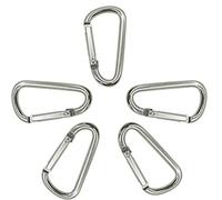 Trimming Shop Carabiner Aluminium Spring Loaded Snap Hook Clasps D-Shape Keychain Clip For Outdoor Camping, Travelling, Key Ring Holder (45mm, Silver, 5pcs)