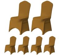 Trimming Shop Chair Cover Spandex Polyester Stretch Fabric Dining Slipcovers Washable & Removable Protective Wedding Chair Cover for Wedding Banquets Ceremony & Hotel Dinner (Gold, Pack of 8)