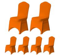Trimming Shop Chair Cover Spandex Polyester Stretch Fabric Dining Slipcovers Washable & Removable Protective Wedding Chair Covers for Banquets Ceremony & Hotel Dinner (Orange, Pack of 8)