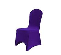 Trimming Shop Chair Cover Spandex Polyester Stretch Fabric Dining Slipcovers Washable & Removable Protective Wedding Chair Cover for Wedding Banquets Ceremony & Hotel Dinner (Purple, Pack of 100)