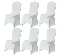 Trimming Shop Chair Cover Spandex Polyester Stretch Fabric Dining Slipcovers Washable & Removable Protective Wedding Chair Cover for Wedding Banquets Ceremony & Hotel Dinner (White, Pack of 6)