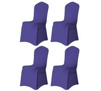 Trimming Shop Chair Cover Spandex Polyester Stretch Fabric Front Flat Dining Sliovers Washable & Removable Wedding Chair Cover for Banquets Ceremony & Hotel Dinner (Purple, Pack of 4)