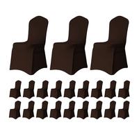 Trimming Shop Chair Cover Spandex Polyester Stretch Fabric Front Flat Dining Sliovers Washable & Removable Wedding Chair Cover for Banquets Ceremony & Hotel Dinner (Chocolate, Pack of 50)