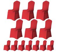 Trimming Shop Chair Cover Spandex Polyester Stretch Fabric Front Flat Dining Sliovers Washable & Removable Wedding Chair Cover for Banquets Ceremony & Hotel Dinner (Red, Pack of 20)