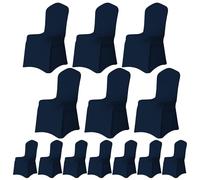 Trimming Shop Chair Cover Spandex Polyester Stretch Fabric Front Flat Dining Sliovers Washable & Removable Wedding Chair Cover for Banquets Ceremony & Hotel Dinner (Navy, Pack of 25)