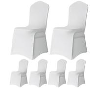 Trimming Shop Chair Cover Spandex Polyester Stretch Fabric Front Flat Dining Sliovers Washable & Removable Wedding Chair Cover for Banquets Ceremony & Hotel Dinner (White, Pack of 8)