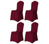 Trimming Shop Chair Cover Spandex Polyester Stretch Fabric Front Flat Dining Sliovers Washable & Removable Wedding Chair Cover for Banquets Ceremony & Hotel Dinner (Burgundy, Pack of 4)
