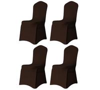 Trimming Shop Chair Cover Spandex Polyester Stretch Fabric Front Flat Dining Sliovers Washable & Removable Wedding Chair Cover for Banquets Ceremony & Hotel Dinner (Chocolate, Pack of 4)